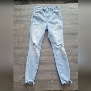GOOD AMERICAN Ripped knees Chewed Hem Skinny Jeans Size 8/29